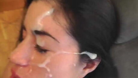 Sexy cum loving slut gets a facial