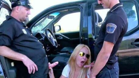 Hot blonde MILF Tamara Dix fucked hard by two police officers